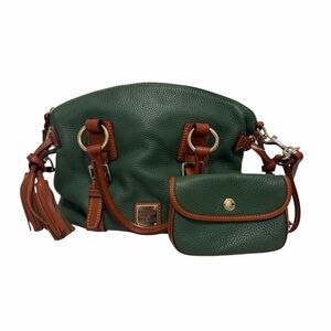 Dooney & Bourke Green/Brown Pebbled Leather Satchel Handbag
